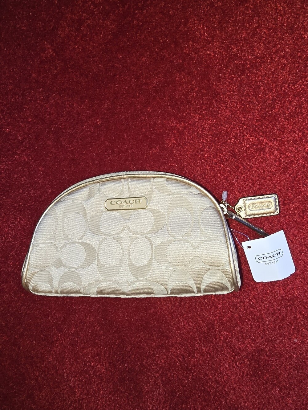 New Gold Coach Signature Estee Lauder Cosmetic Bag